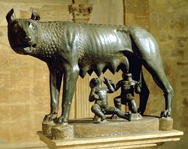 The Luper (She-Wolf) of Lupercalia suckling Romulus and Remus in the Cave of the Lupercal